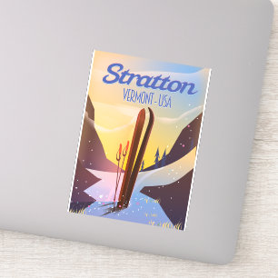 Sticker poster de voyage ski Stratton Vermont