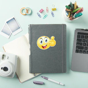 Sticker Pouce en l'air Émoji Sourire Heureux Jaune Visage 