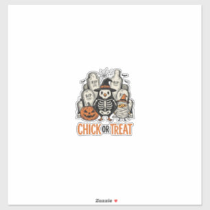 Sticker Poulet drôle ou traiter Graphique de poulet Hallow