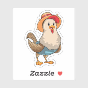 Sticker Poulet en fermier avec Casquette