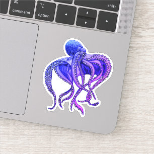 Sticker poulpe bleue et violette