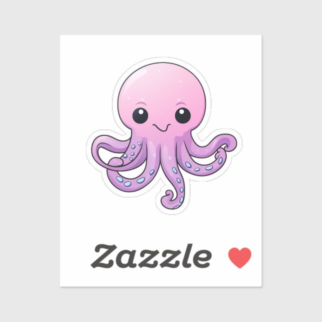 Sticker poulpe caricature (Feuille)