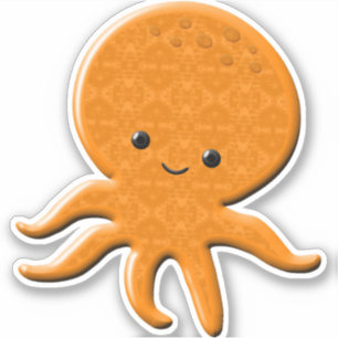 Sticker Poulpe de dessin animé brillant et mignon