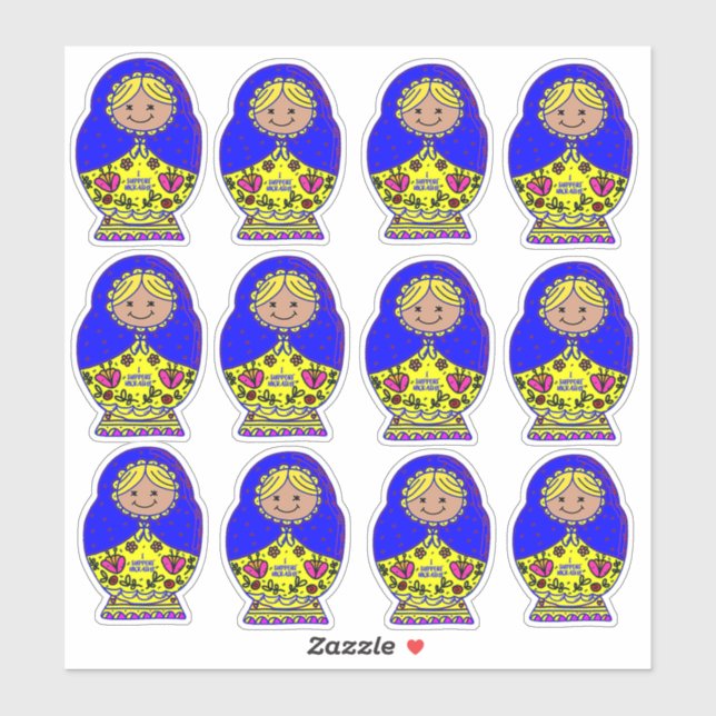 Sticker Poupée de nidification en Ukraine, (Feuille)