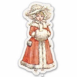 Sticker Poupée en papier pour enfant victorien manteau d'h