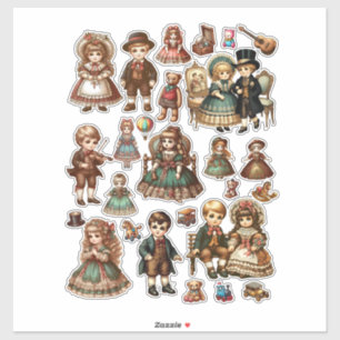 Sticker poupées victoriennes et jouets art