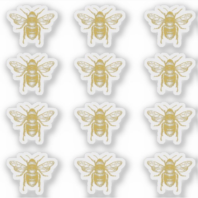 Sticker pour apiculteur d'abeilles vintage Gold (Devant)