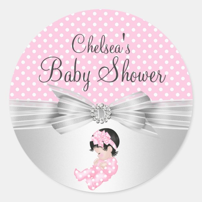 Sticker pour Baby shower à points Girl Polka (Devant)