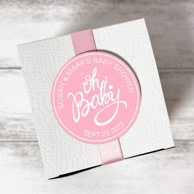 Sticker pour Baby shower bébé - Baby Girl (Background color is editable to match your theme.)