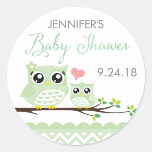 Sticker pour Baby shower de hibou / Étiquette Gr