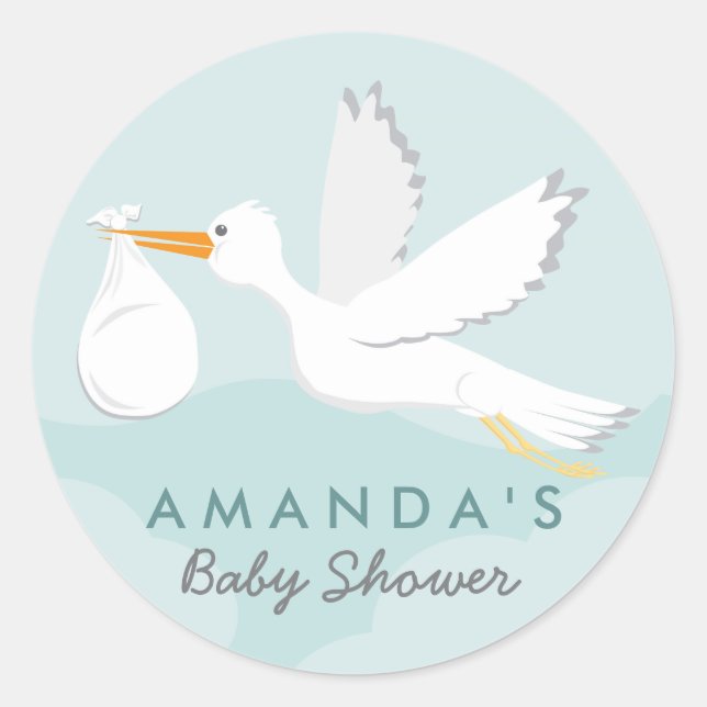 Sticker pour Baby shower de la cigogne (Devant)