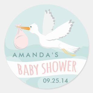Sticker pour Baby shower de la cigogne