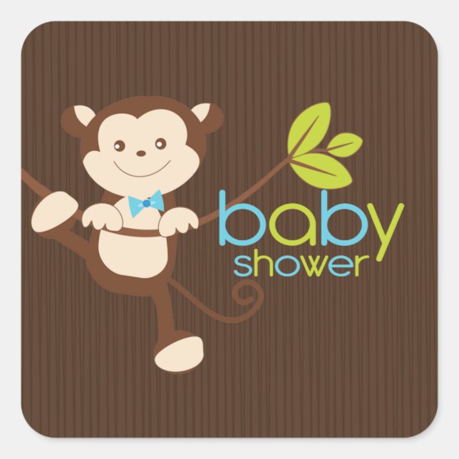 Sticker pour Baby shower de singe mignon (Devant)