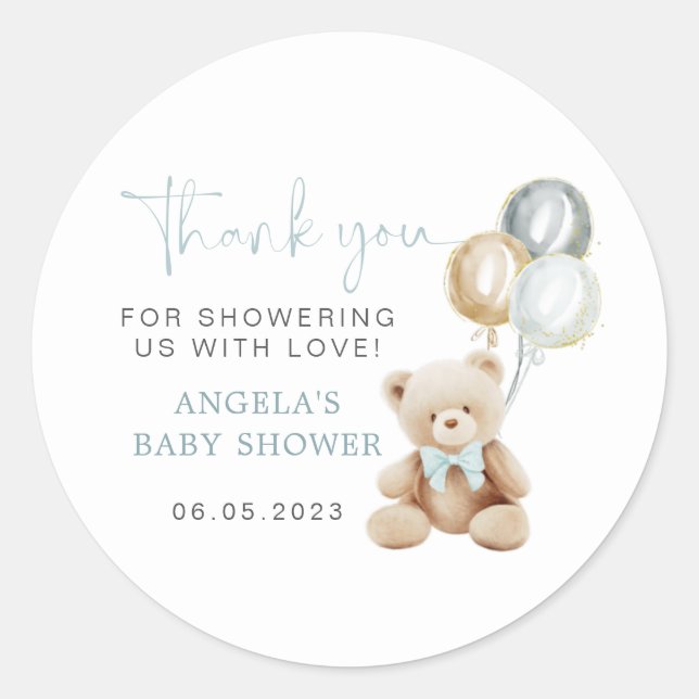 Sticker pour Baby shower pour garçon Teddy Bear (Devant)