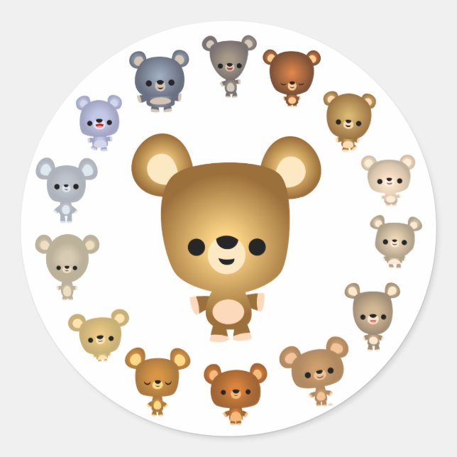 Sticker pour bébé de l'ours de dessin mignon (Devant)
