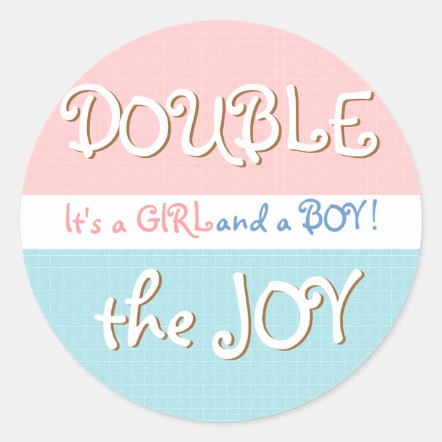 Sticker pour bébé rose et bleu & point Twin Baby (Devant)