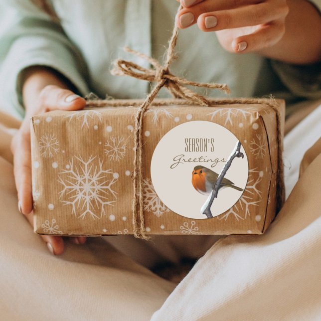 Sticker pour Bonnes Fêtes d'oiseaux Robin de Noël (Season's Greetings from Bob the robin)