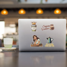 Sticker pour café —4 stickers café rétro/amusants