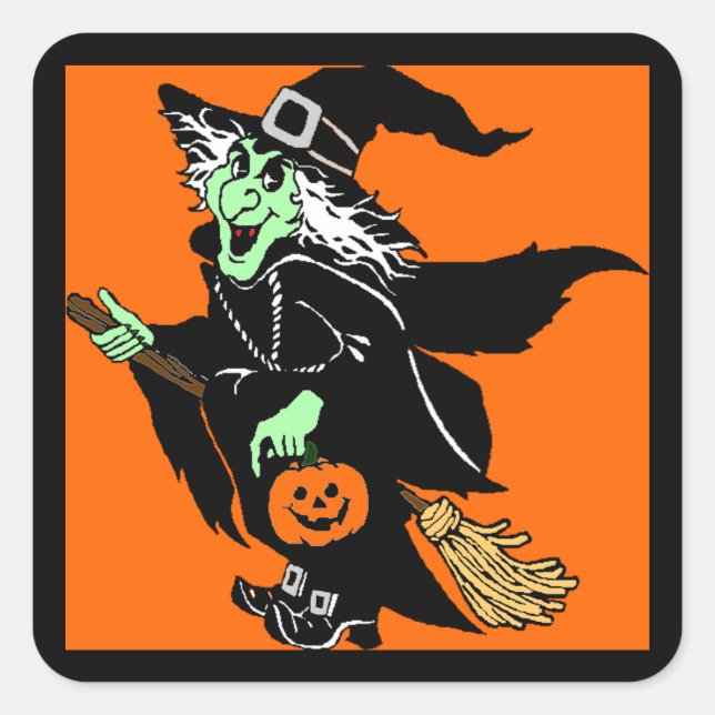 Sticker pour caricature Halloween en vol pour sorc (Devant)