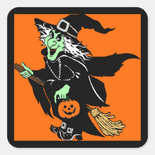 Sticker pour caricature Halloween en vol pour sorc