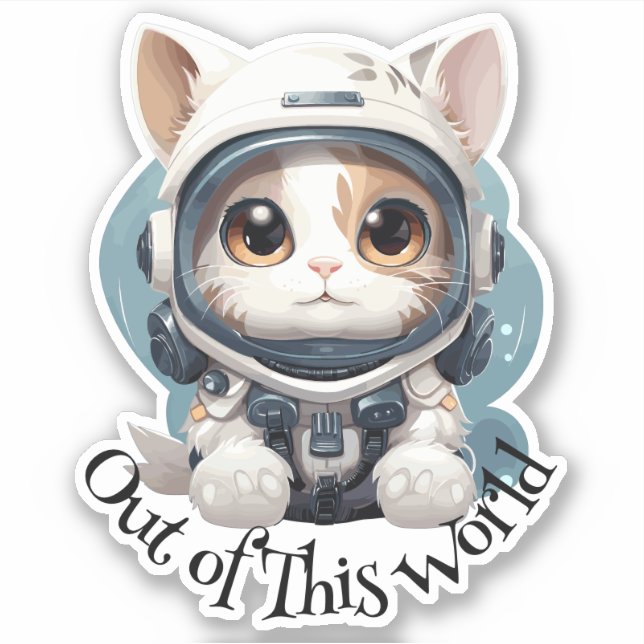 Sticker pour chat astronaute - "Out of this World" (Devant)