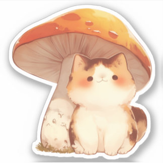 Sticker pour chat et champignon
