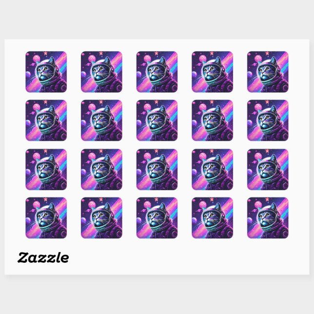 Sticker pour chat Vaporwave Space - Rétro Galaxy K (Feuille)
