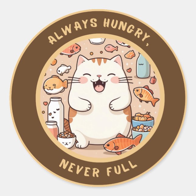 Sticker pour chats affamés - Kawaii Design Humour (Devant)