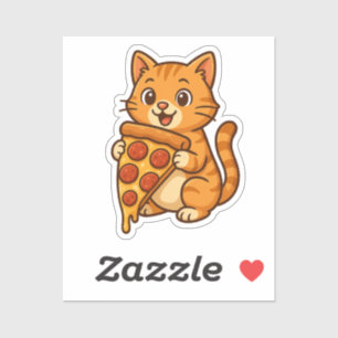 Sticker pour chats amateurs de pizza - Funny Kawai
