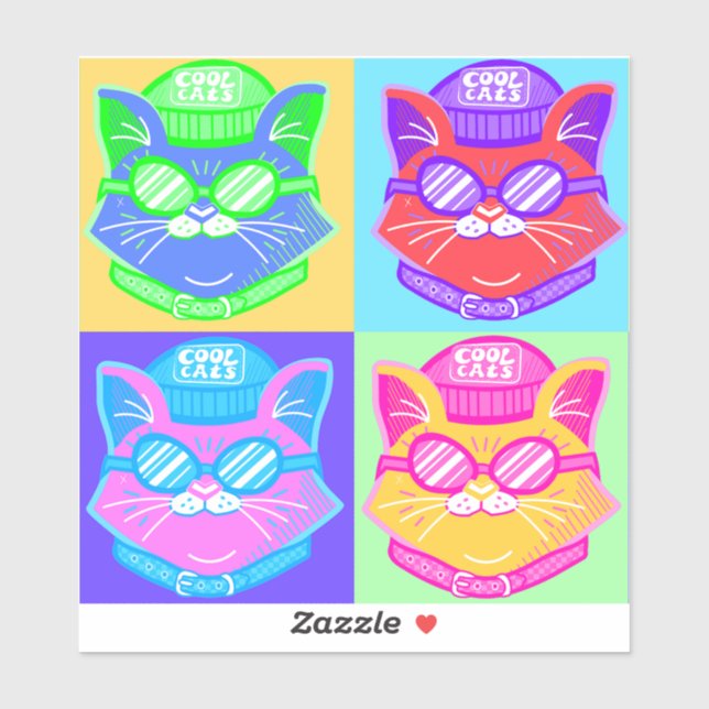 Sticker pour chats cool (Feuille)