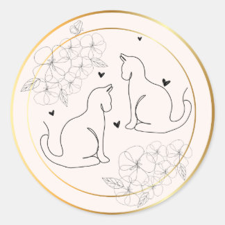 Sticker pour chats floral noir rose