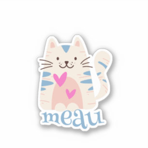 Sticker pour chats Meau I Love