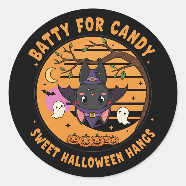 Sticker pour chauve-souris Halloween avec Fantômes (Devant)