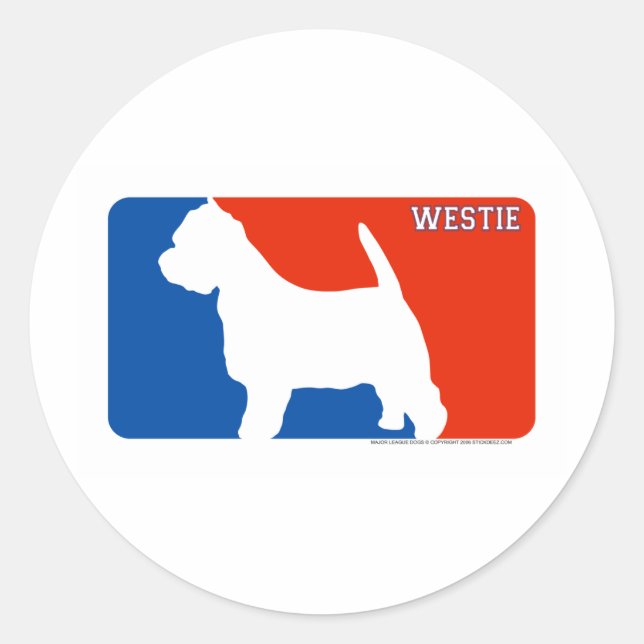 Sticker pour chien de la Ligue majeure de Westie (Devant)