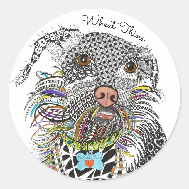 Sticker pour chien de Terrier de race mixte mignon (Devant)