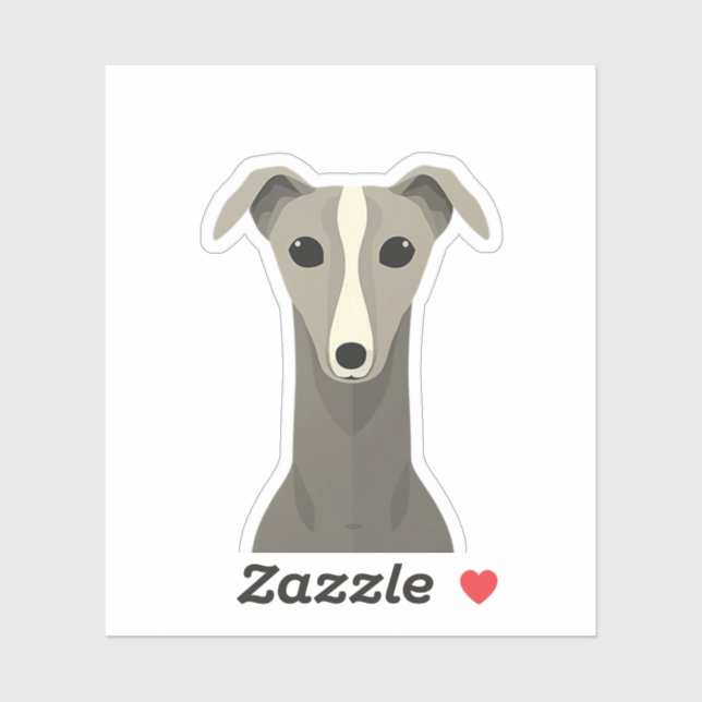 Sticker pour chien gris mignon - Funny Whippet Vin (Feuille)