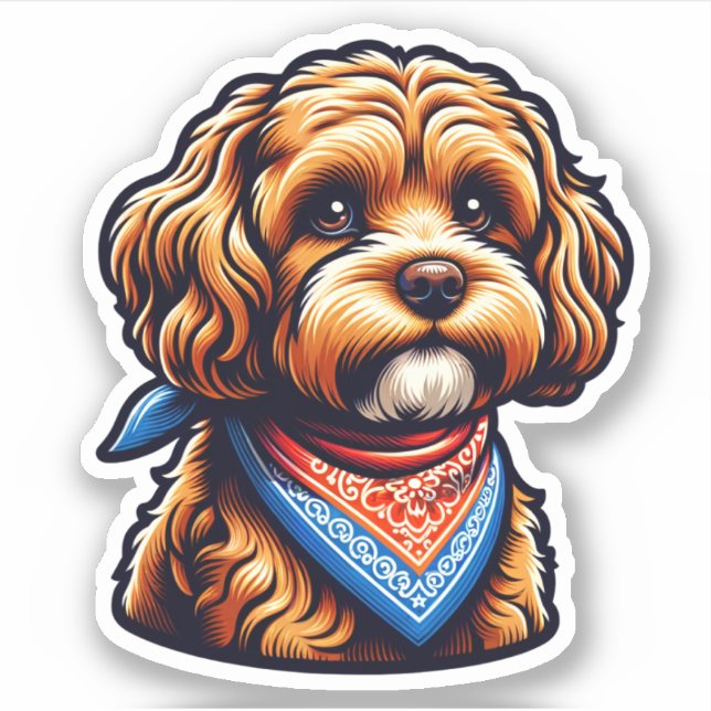 Sticker pour chien vinyle Cavapoo (Devant)