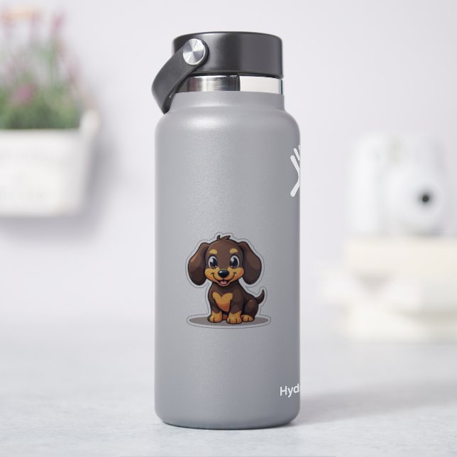 Sticker pour chiot Kawaii Dachshund adorable (HydroFlask)