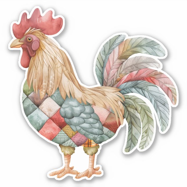 Sticker pour coq en Patchwork (Devant)