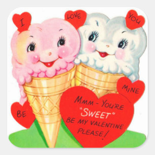 sticker pour crème glacée Retro Vintage Valentine