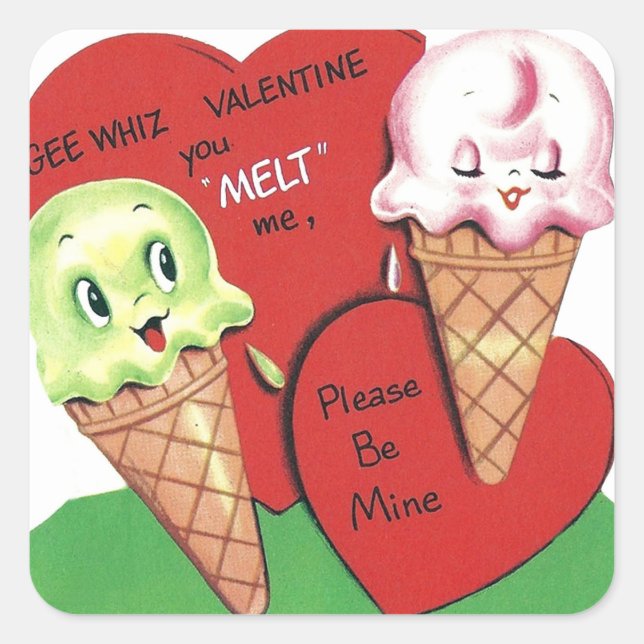 sticker pour crème glacée Retro Vintage Valentine (Devant)