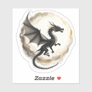 Sticker pour dragon à lave-encre balayé par le ven