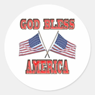 Sticker pour drapeaux croisés de Dieu Bless Americ