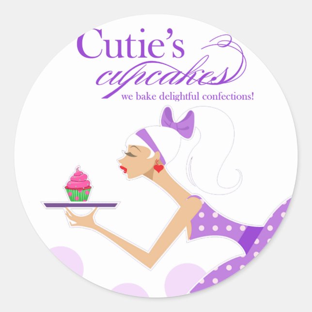 Sticker pour emballage Cupcake "Cutie's Cupcakes" (Devant)