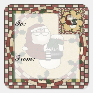 Sticker pour étiquette cadeau de Noël père Noël et