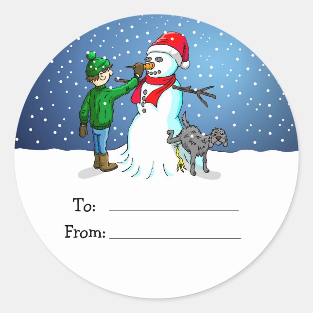 Sticker pour étiquette cadeau Snowman (Devant)