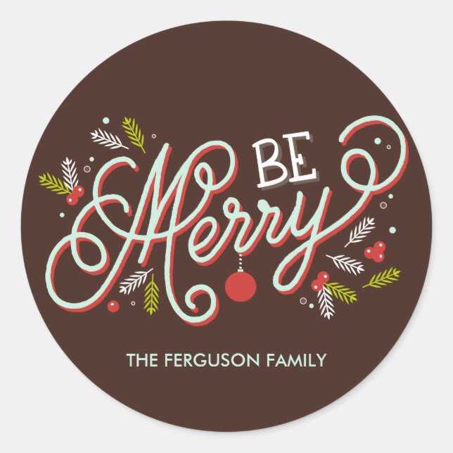 Sticker pour étiquette de cadeau Merry /Sceau d'en (Devant)
