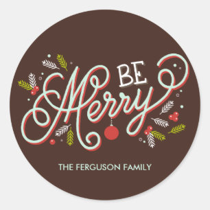 Sticker pour étiquette de cadeau Merry /Sceau d'en
