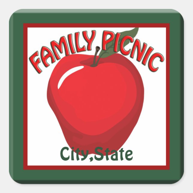 Sticker pour étiquette de nom Apple de pique-nique (Devant)