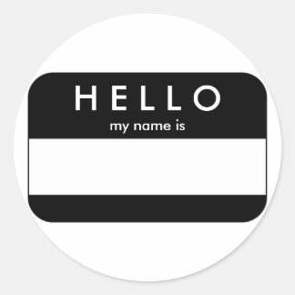 Sticker pour étiquette de nom noir Hello